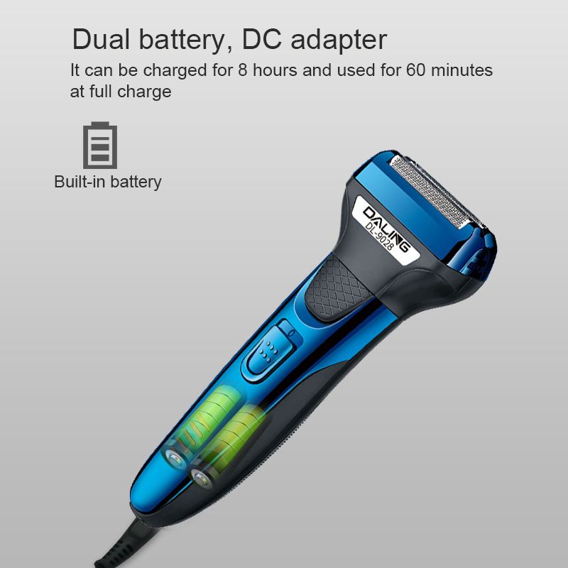 DALING-9028 Three-in-one Shaver, reciprocating electric rechargeable razor, multi-functional Hairdresser, Nose Hair Razor, blue set, wholesale for export, three-in-one shaver, hairdresser, nose hair razor details Picture