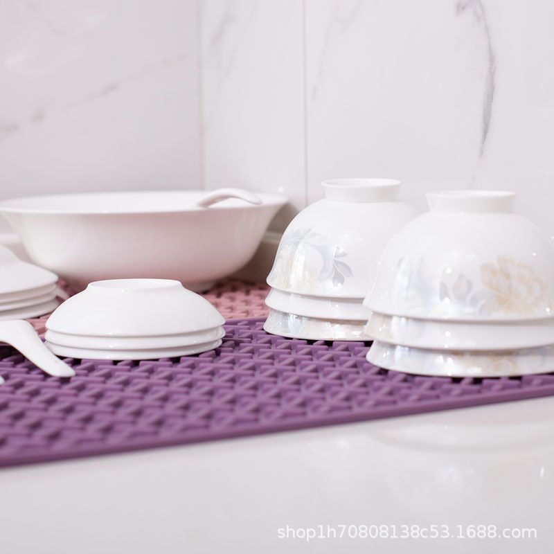 加厚食品级硅胶多用途沥水垫子厨房水槽保护防摔垫防滑隔热垫产品图