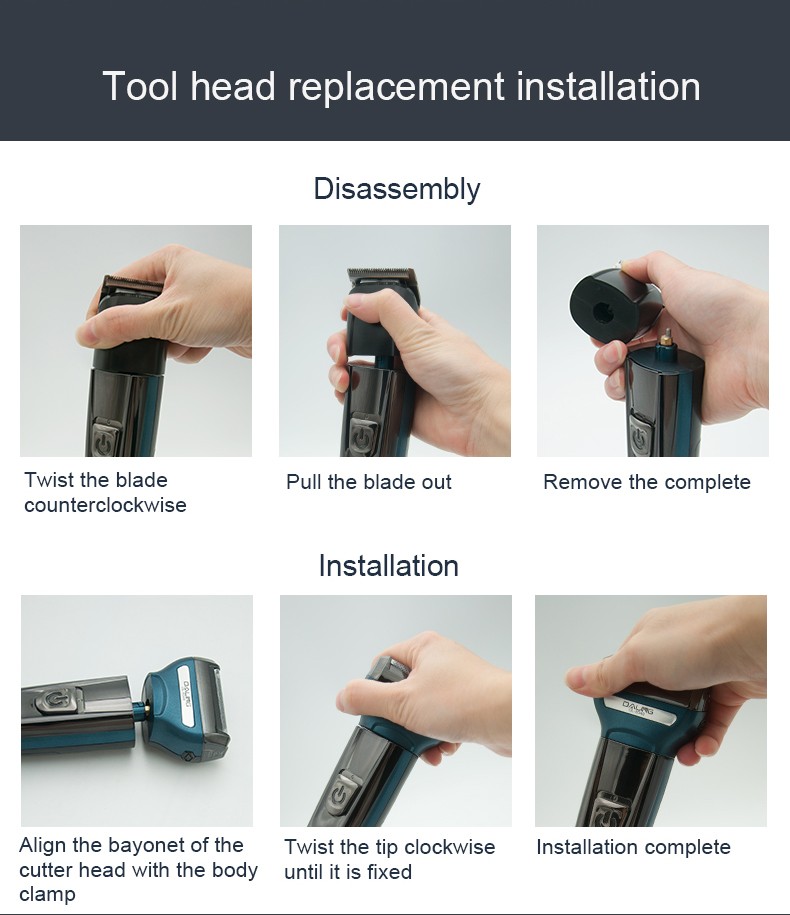 DALING-9048 Three-in-one Shaver, reciprocating electric rechargeable razor, multi-functional Hairdresser, Nose Hair Razor, blue set, wholesale for export, three-in-one shaver, hairdresser, nose hair razor detail image 12