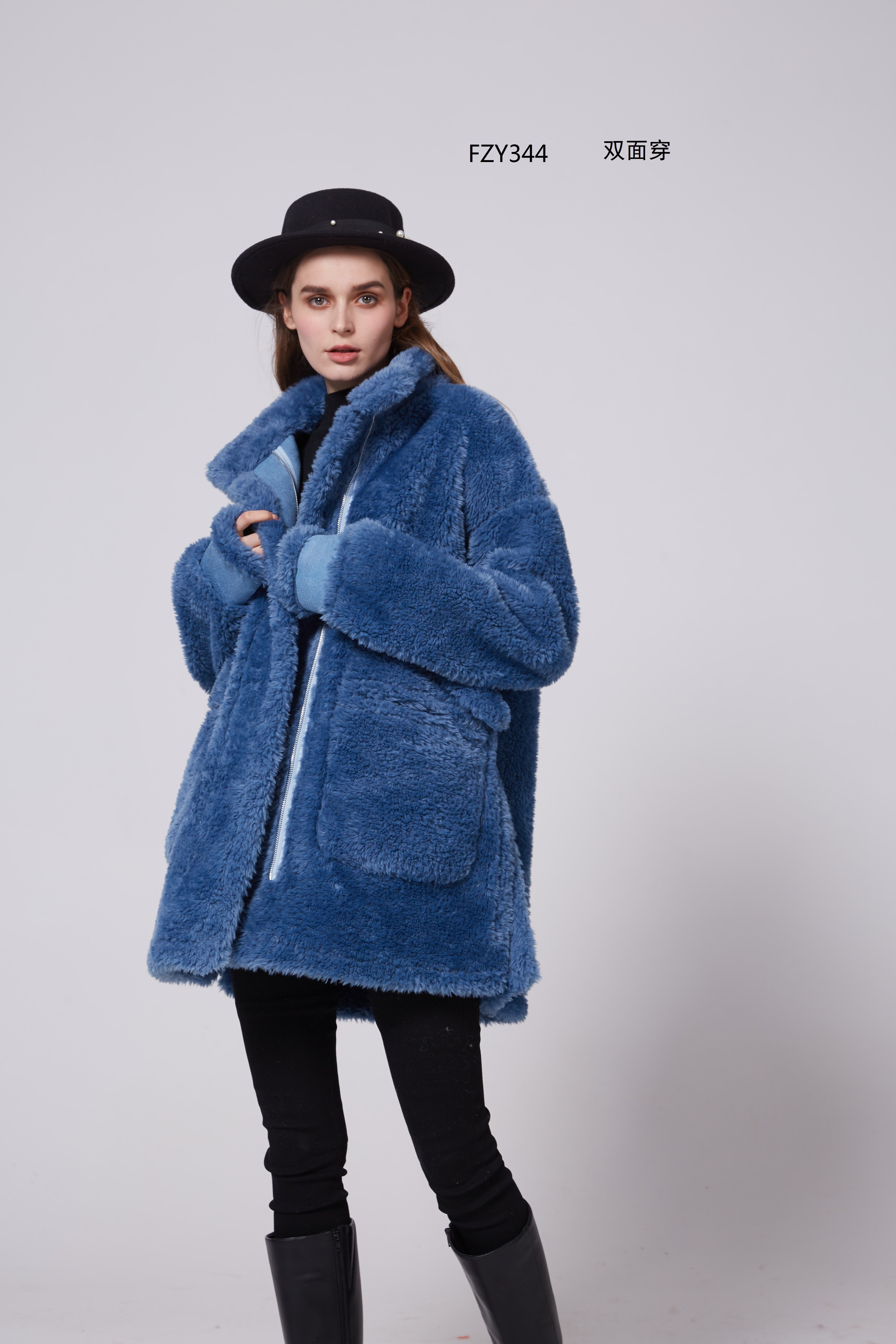 2021 New Korean Fashion Women's Clothing Simulation Fur One Short Zipper Coat full figure