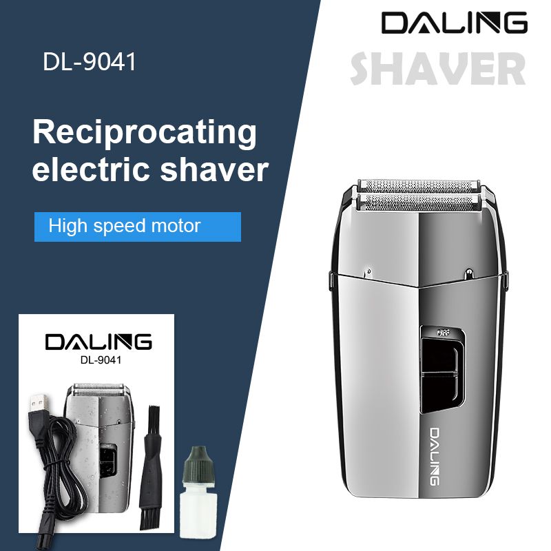 DALING-9041 reciprocating electric rechargeable razor, metal body, full-body washable silver set, wholesale for export, wholesale for export