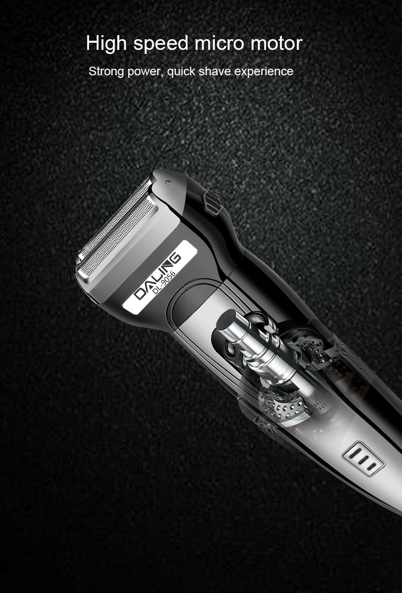 DALING-9056 Three-in-one Shaver, reciprocating electric rechargeable razor, multi-functional Hairdresser, Nose Hair razor, grey set, wholesale for export, three-in-one shaver, hairdresser, nose hair razor detail image 6