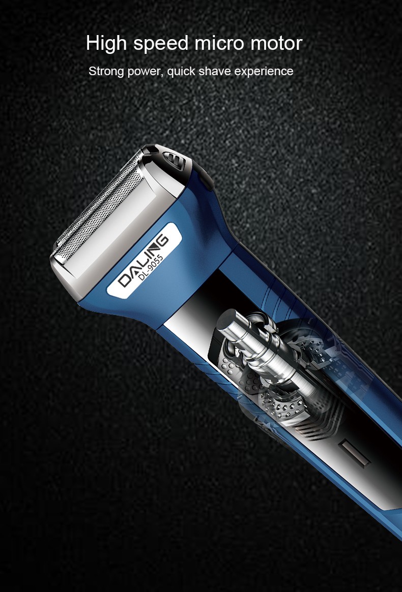 DALING-9055 Three-in-one Shaver, reciprocating electric rechargeable razor, multi-functional Hairdresser, Nose Hair Razor, blue set, wholesale for export, three-in-one shaver, hairdresser, nose hair razor detail image 6