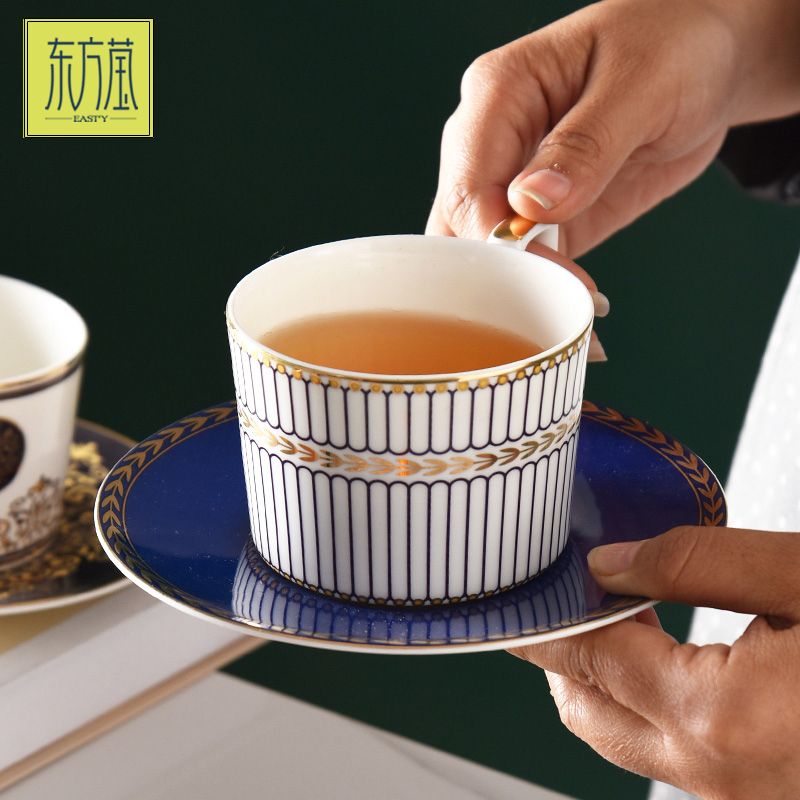 Ceramic cups and plates, bone China cups and plates, export cups and plates, coffee cups and plates, export ceramic six-cup plates gift box set, European court style Specification image