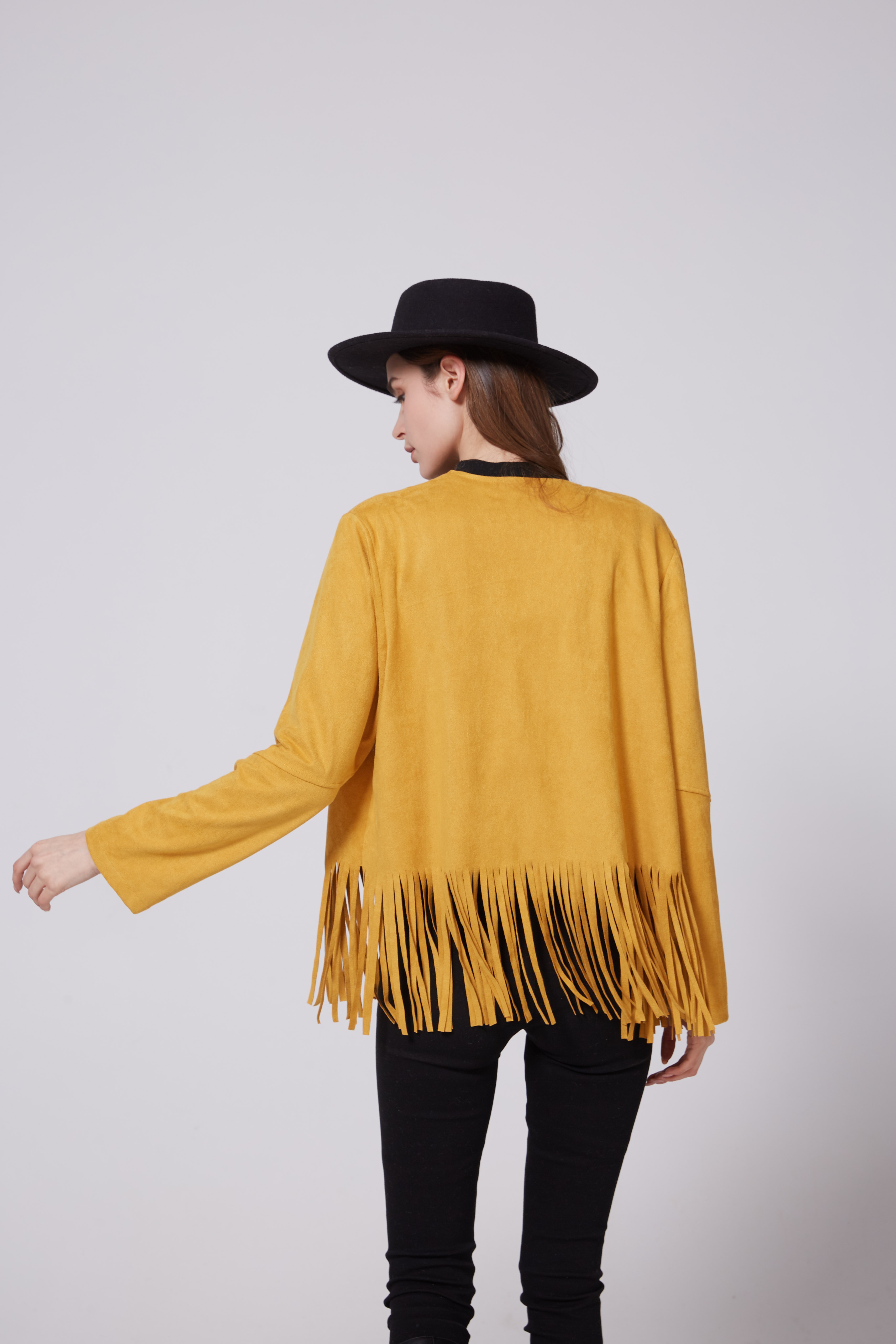 Suede fringed short women's fashion coat for autumn 2021 detail image 1