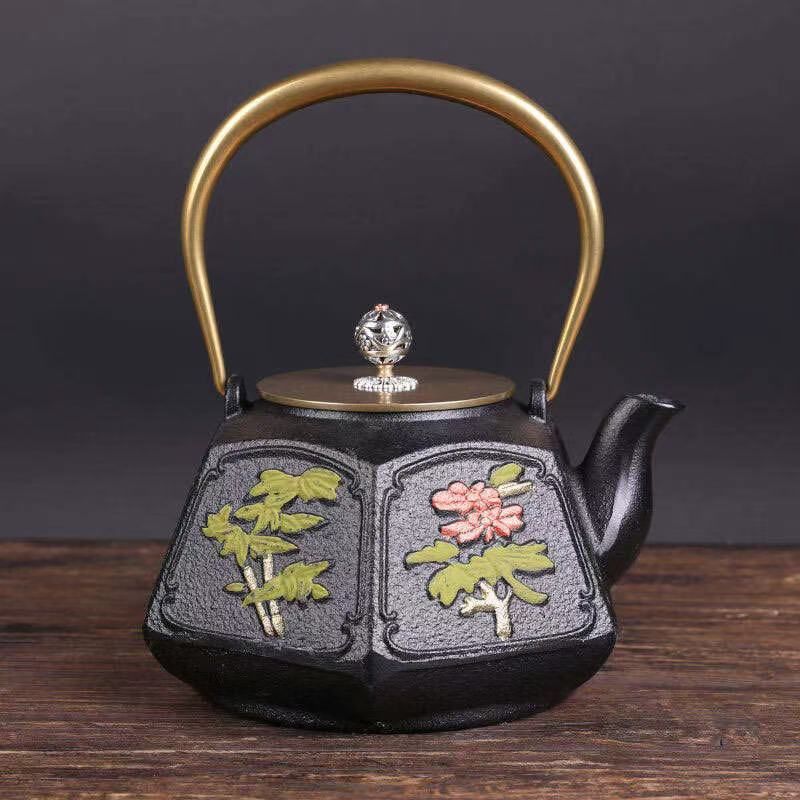 精雕夹耳素瓶铸铁壶纯手工无涂层南部老铁壶煮茶壶23
