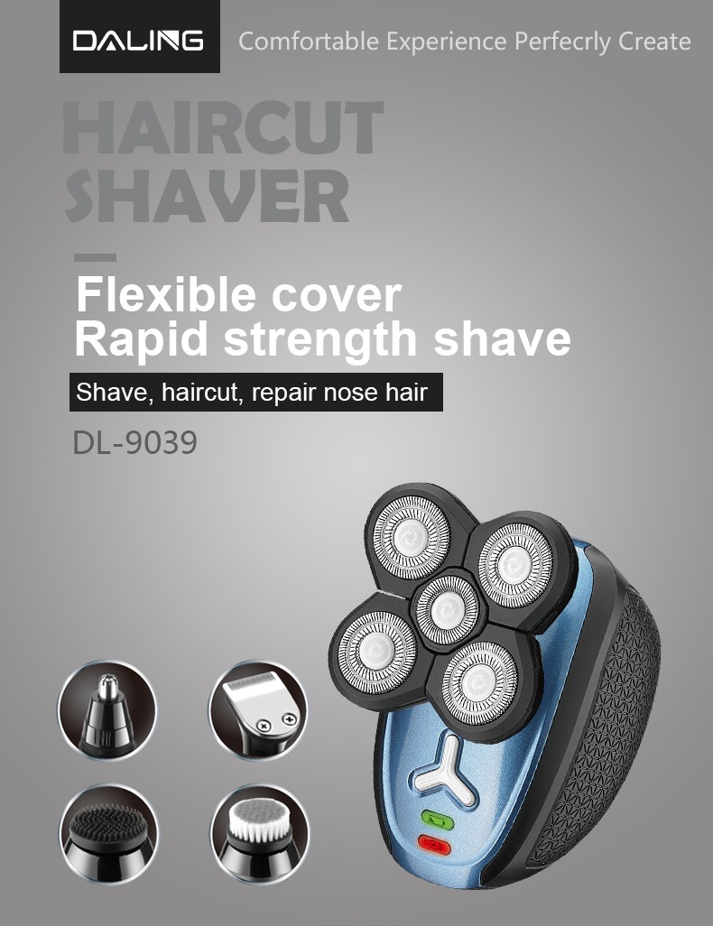 DALING-9039 Shaving and hairdressing Wonder - Five-head multi-functional electric shaver, three-in-one full-body water-washable rechargeable beard shaver, dual-purpose shaving machine, wholesale for foreign trade detail image 1