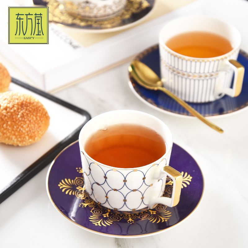 Ceramic cups and plates, bone China cups and plates, export cups and plates, coffee cups and plates, export ceramic six-cup plates gift box set, European court style details Picture