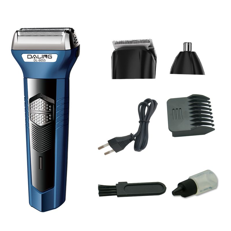 DALING-9055 Three-in-one Shaver, reciprocating electric rechargeable razor, multi-functional Hairdresser, Nose Hair Razor, blue set, wholesale for export, three-in-one shaver, hairdresser, nose hair razor Specification image