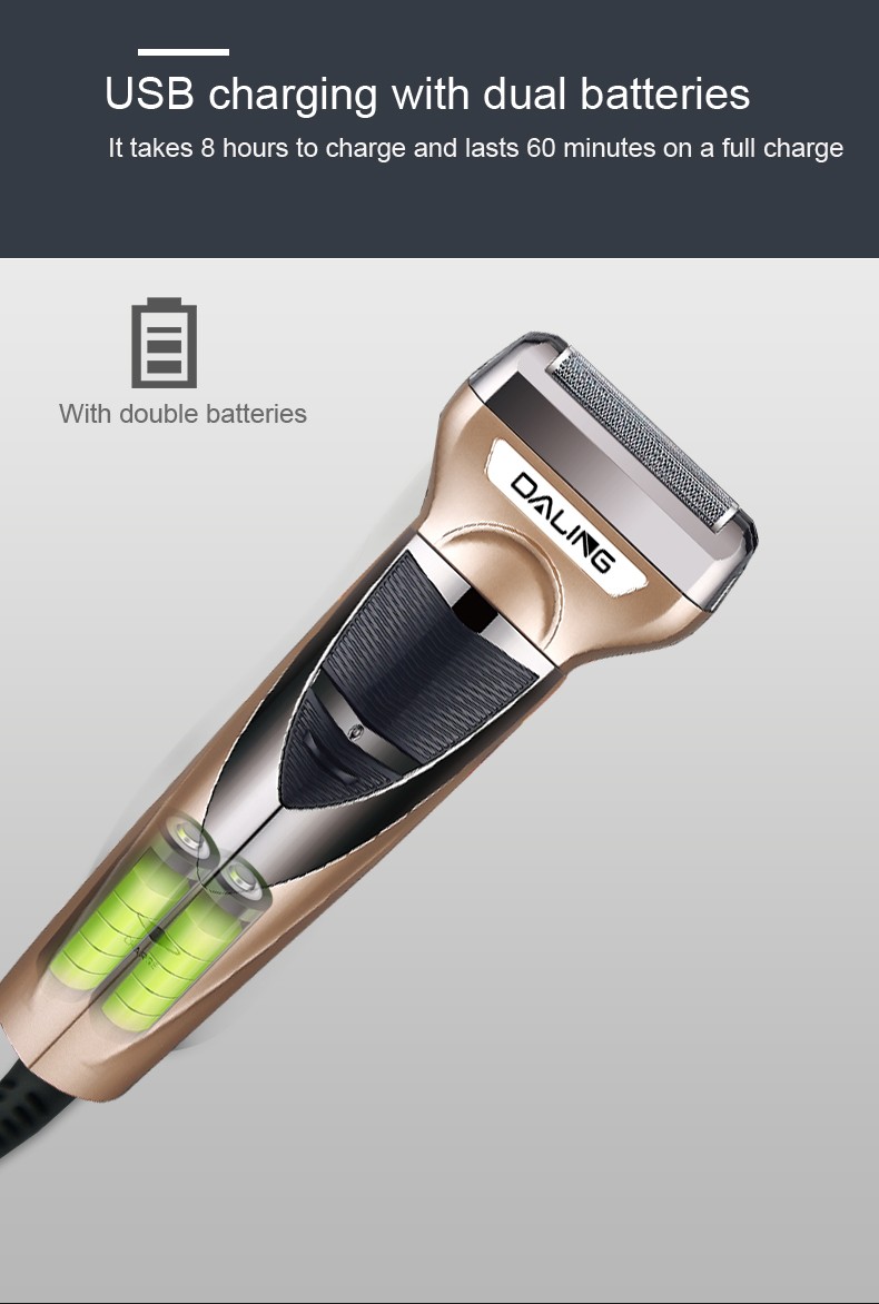 DALING-9045 Three-in-one Shaver, reciprocating electric rechargeable razor, multi-functional Hairdresser, Nose Hair Razor, Gold set, wholesale for export, three-in-one shaver, hairdresser, nose hair razor detail image 5