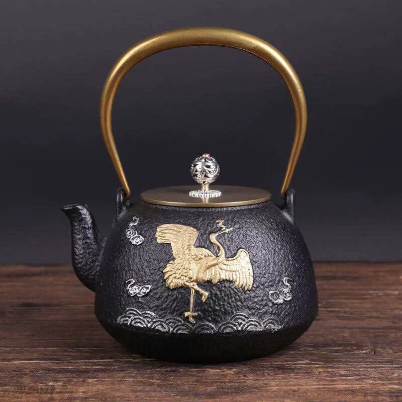 精雕夹耳素瓶铸铁壶纯手工无涂层南部老铁壶煮茶壶21