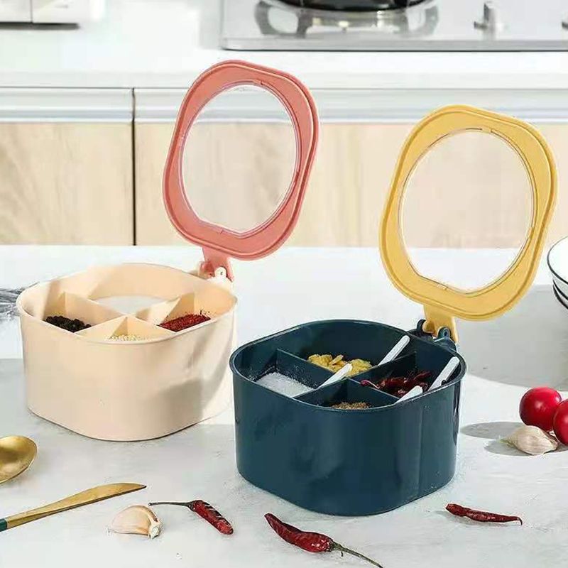 Seasoning box, kitchenware, multi-compartment storage, salt and monosodium glutamate bottle, salt jar, jar, household seasoning jar combination set Application Scenario
