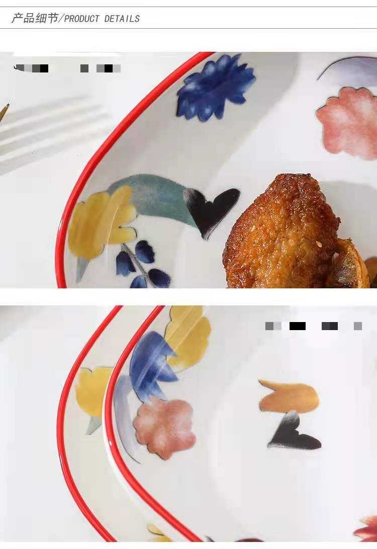 The "Manhua Season" series of ceramic tableware, bowls and plates, restaurant and hotel household plates, Western cuisine steak plates, rice soup and noodle bowls detail image 13