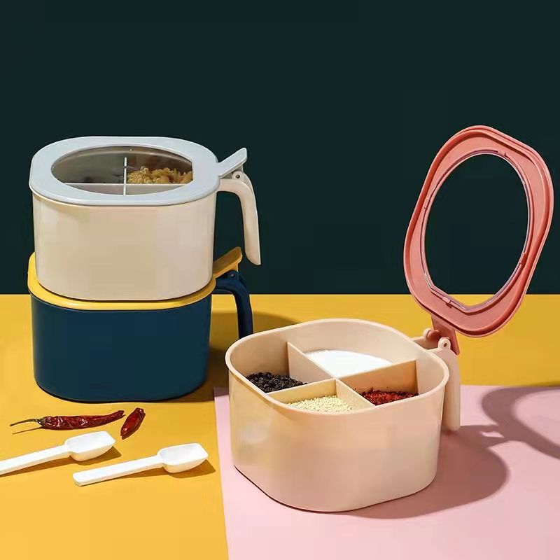 Seasoning box, kitchenware, multi-compartment storage, salt and monosodium glutamate bottle, salt jar, jar, household seasoning jar combination set Specification drawing
