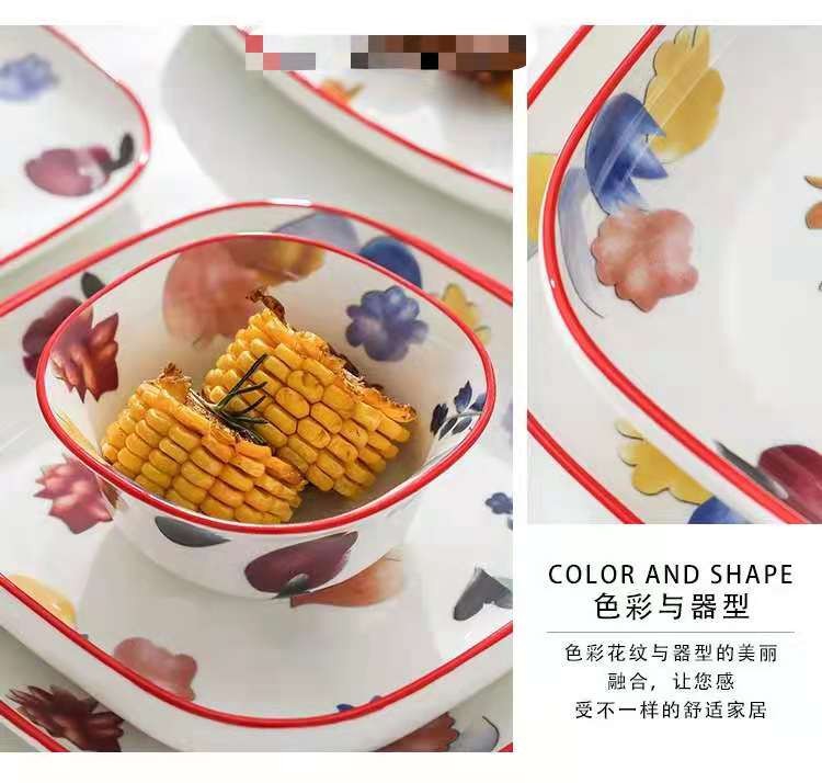 The "Manhua Season" series of ceramic tableware, bowls and plates, restaurant and hotel household plates, Western cuisine steak plates, rice soup and noodle bowls detail image 11
