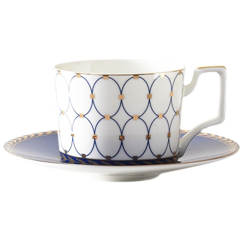 Ceramic cups and plates, bone China cups and plates, export cups and plates, coffee cups and plates, export ceramic six-cup plates gift box set, European court style Item Picture