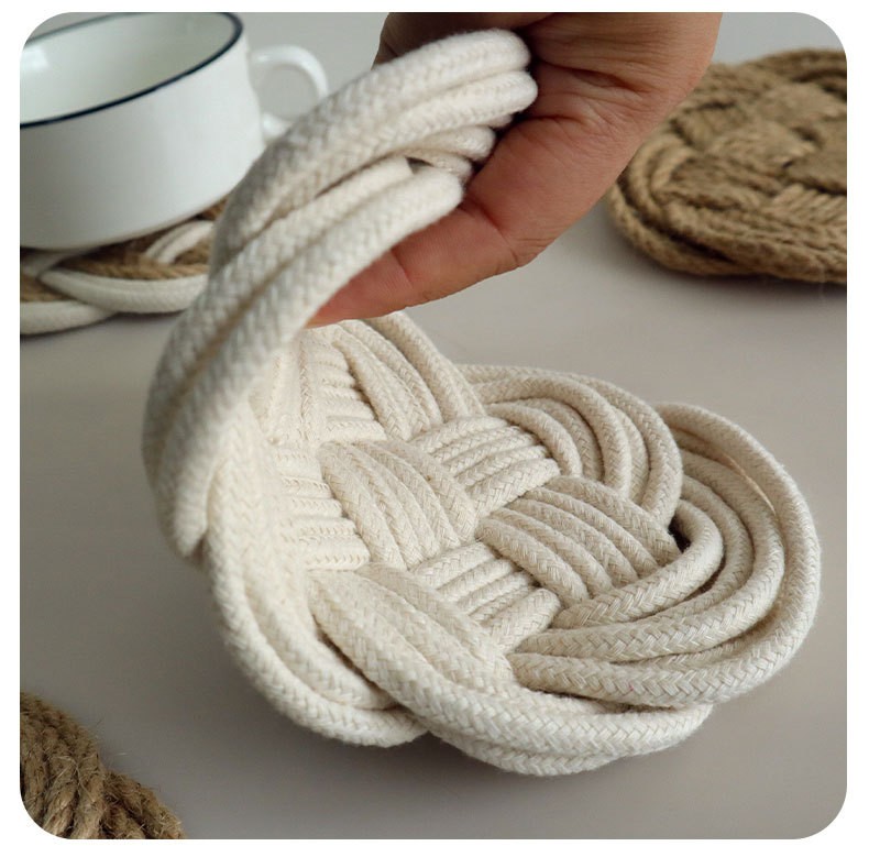 编织麻棉绳餐垫杯垫隔热垫美食背景拍摄道具详情图12