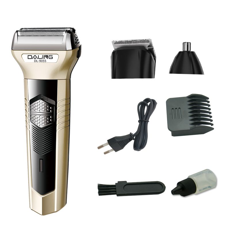 DALING-9055 Three-in-one Shaver, reciprocating electric rechargeable razor, multi-functional Hairdresser, Nose Hair Razor, blue set, wholesale for export, three-in-one shaver, hairdresser, nose hair razor Application Scenario