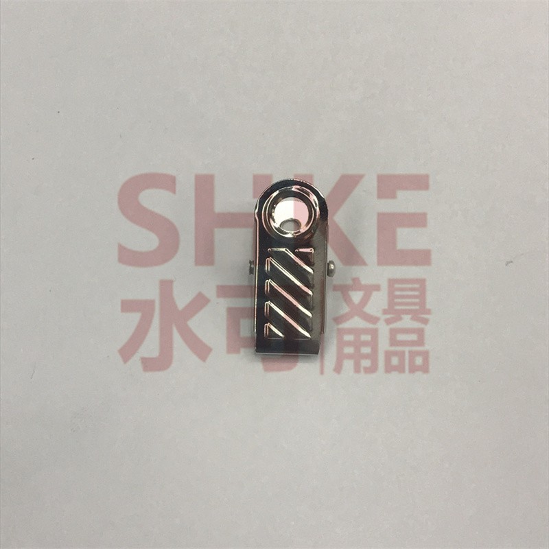 厂家直销大号斜纹圆孔英文夹 金属胸卡夹 证件卡套夹 高质量双孔夹详情图1