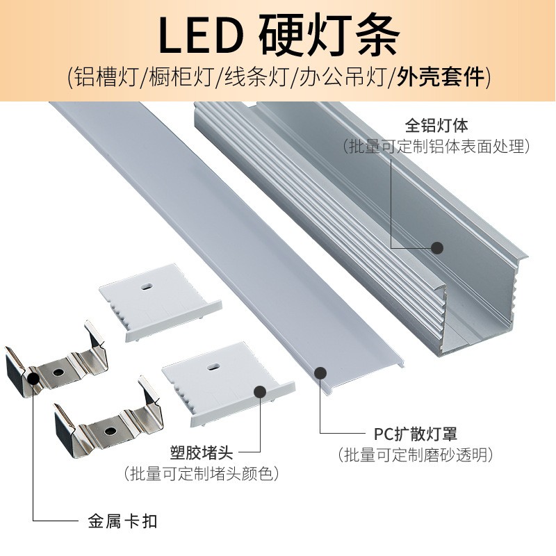 LED strip light, aluminum strip light, LED office light detail image 2