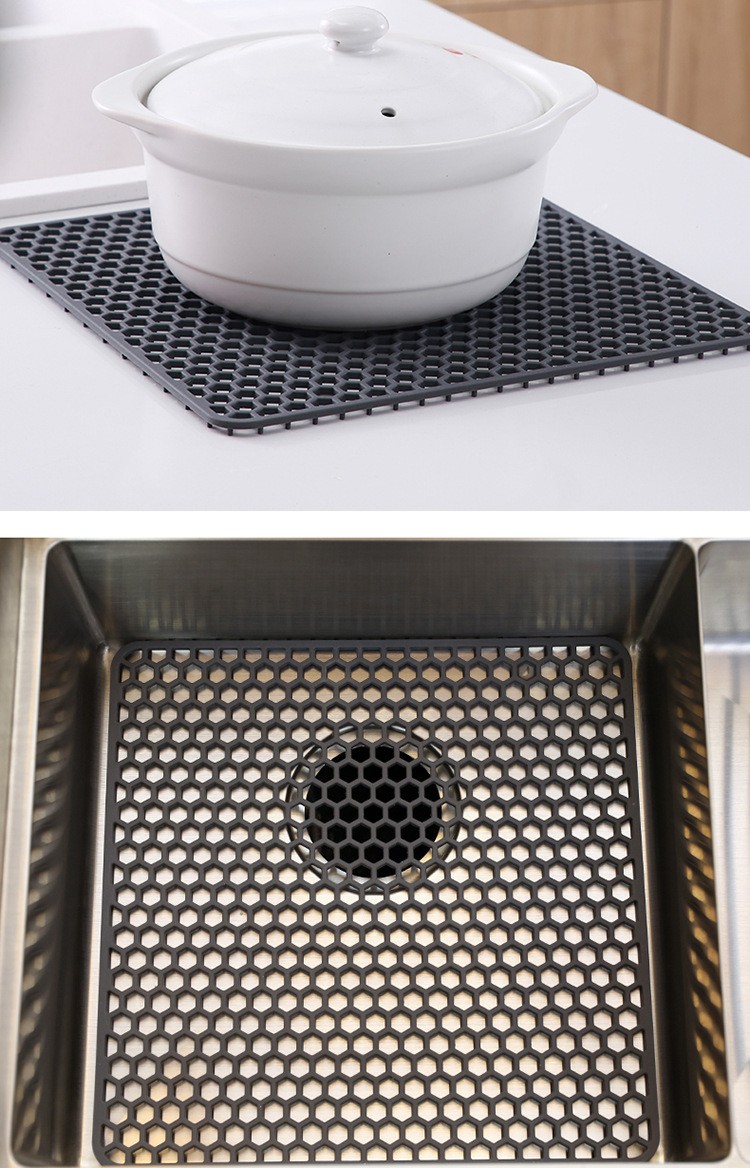 创意食品级硅胶加厚碗盘杯锅垫纯色防隔热水槽沥水垫欧式餐桌垫详情图13