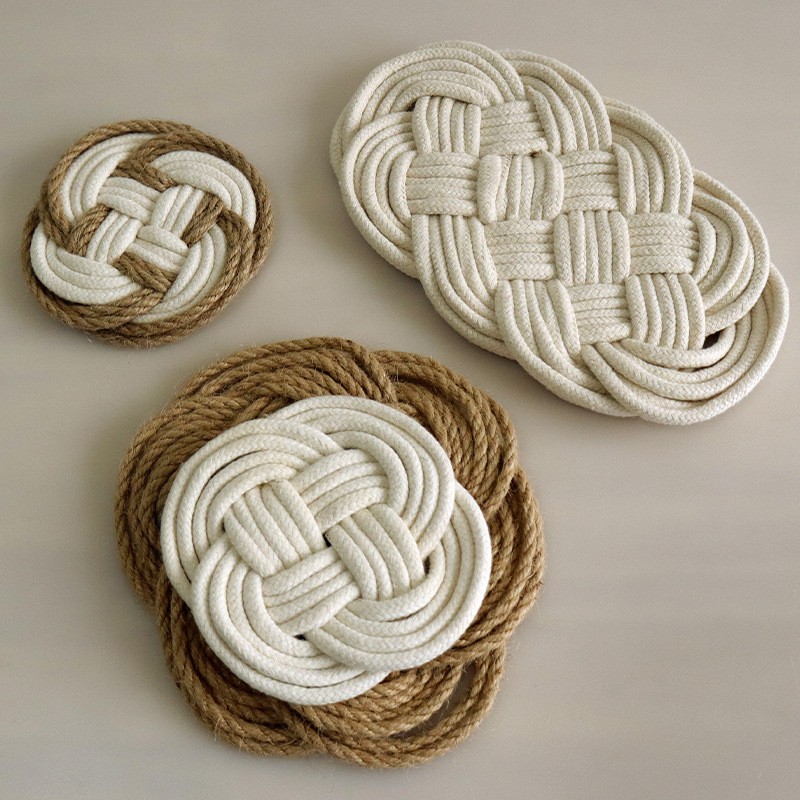 编织麻棉绳餐垫杯垫隔热垫美食背景拍摄道具详情图14