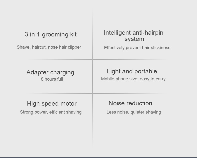 DALING-9056 Three-in-one Shaver, reciprocating electric rechargeable razor, multi-functional Hairdresser, Nose Hair razor, grey set, wholesale for export, three-in-one shaver, hairdresser, nose hair razor detail image 2