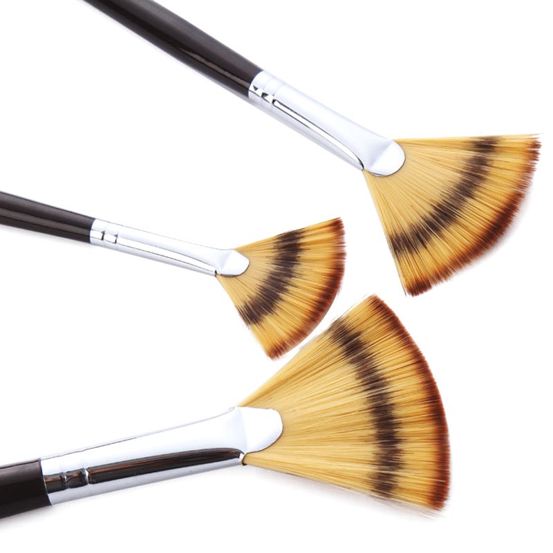 3-piece artist brush set: Soft and anti-drop nylon wool wood handle fan-shaped brushes, suitable for acrylic watercolor oil detail image 4
