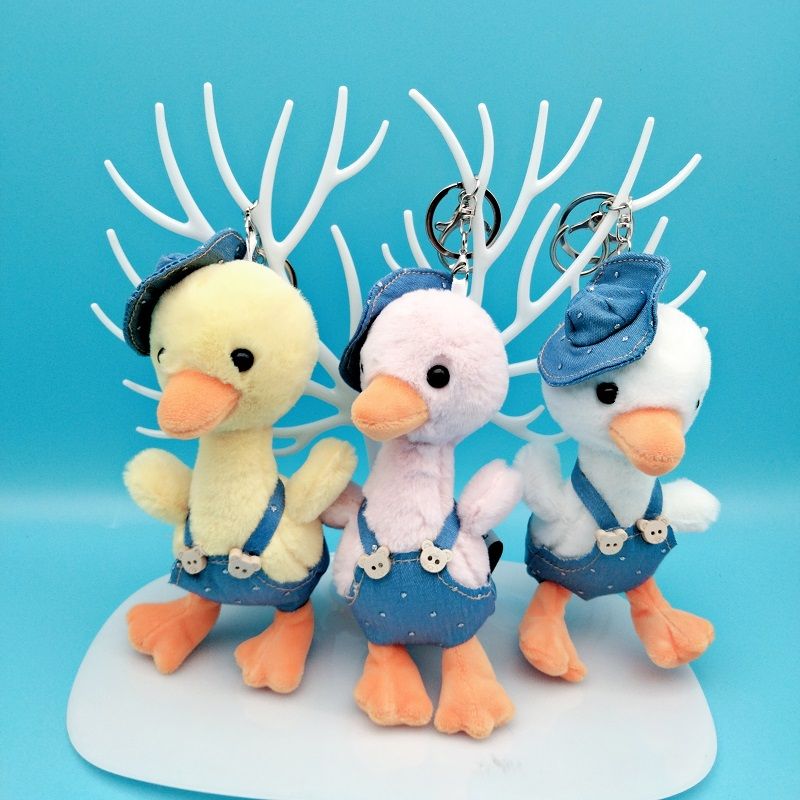 Hat strap duck doll plush toy duckling pendant doll mini keychain bag pendant doll
