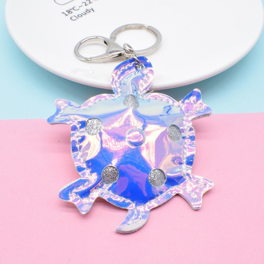 Pu Bright Leather Turtle Keychain Pendant details Picture