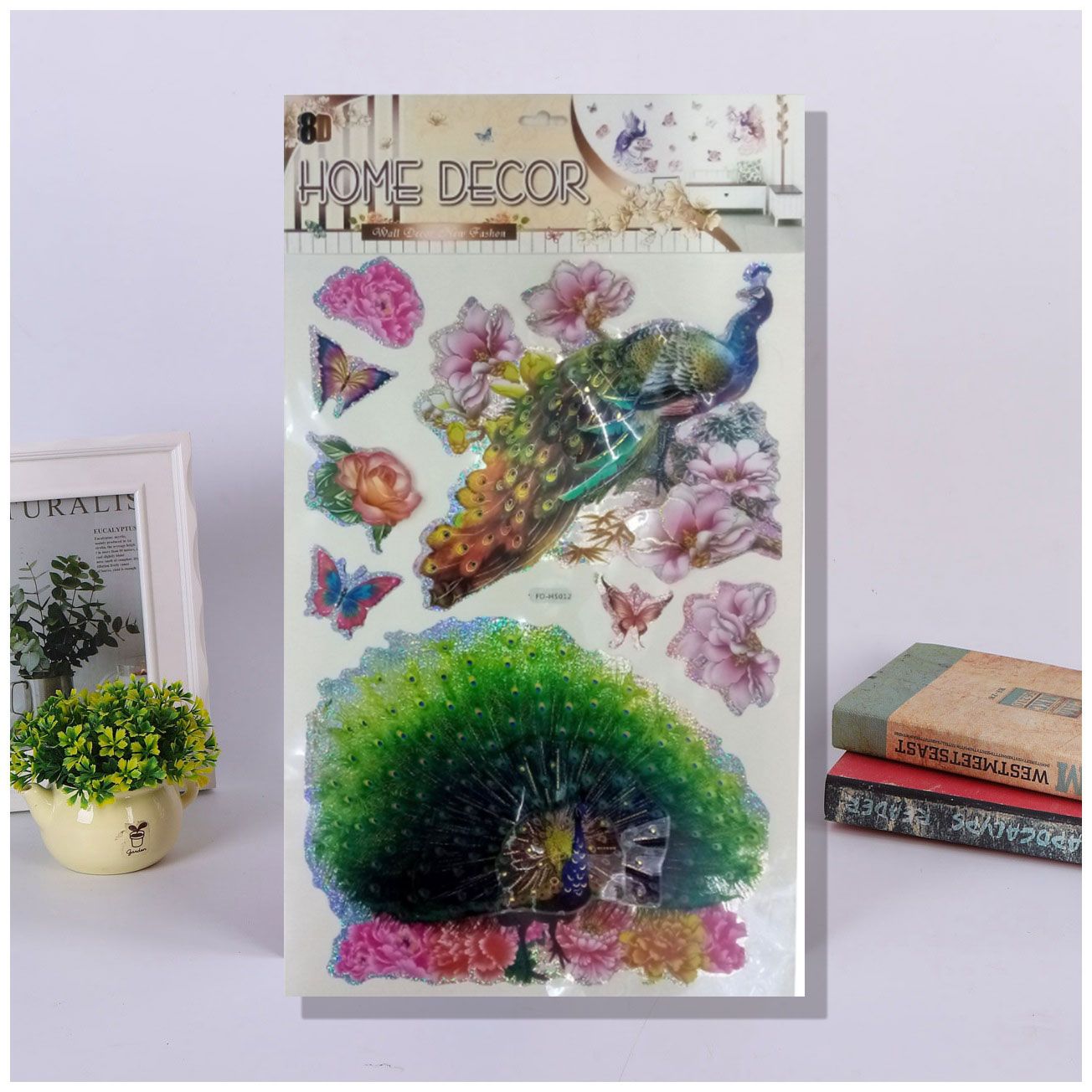 High-end laser peacock decorative wall sticker laser 3D peacock three-dimensional wall sticker