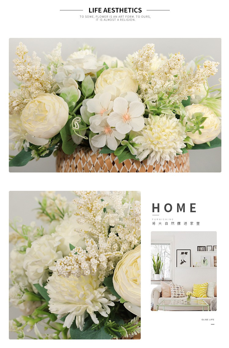 Wholesale of living room home simulation multi-head rose bouquets, Korean-style bride's hand-held bouquets, simulation 7-head Filipino roses detail image 10