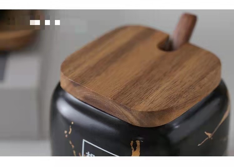 日式厨房磨砂调味罐套装 大理石纹陶瓷家用组合调料盒盐糖 调料瓶详情图11