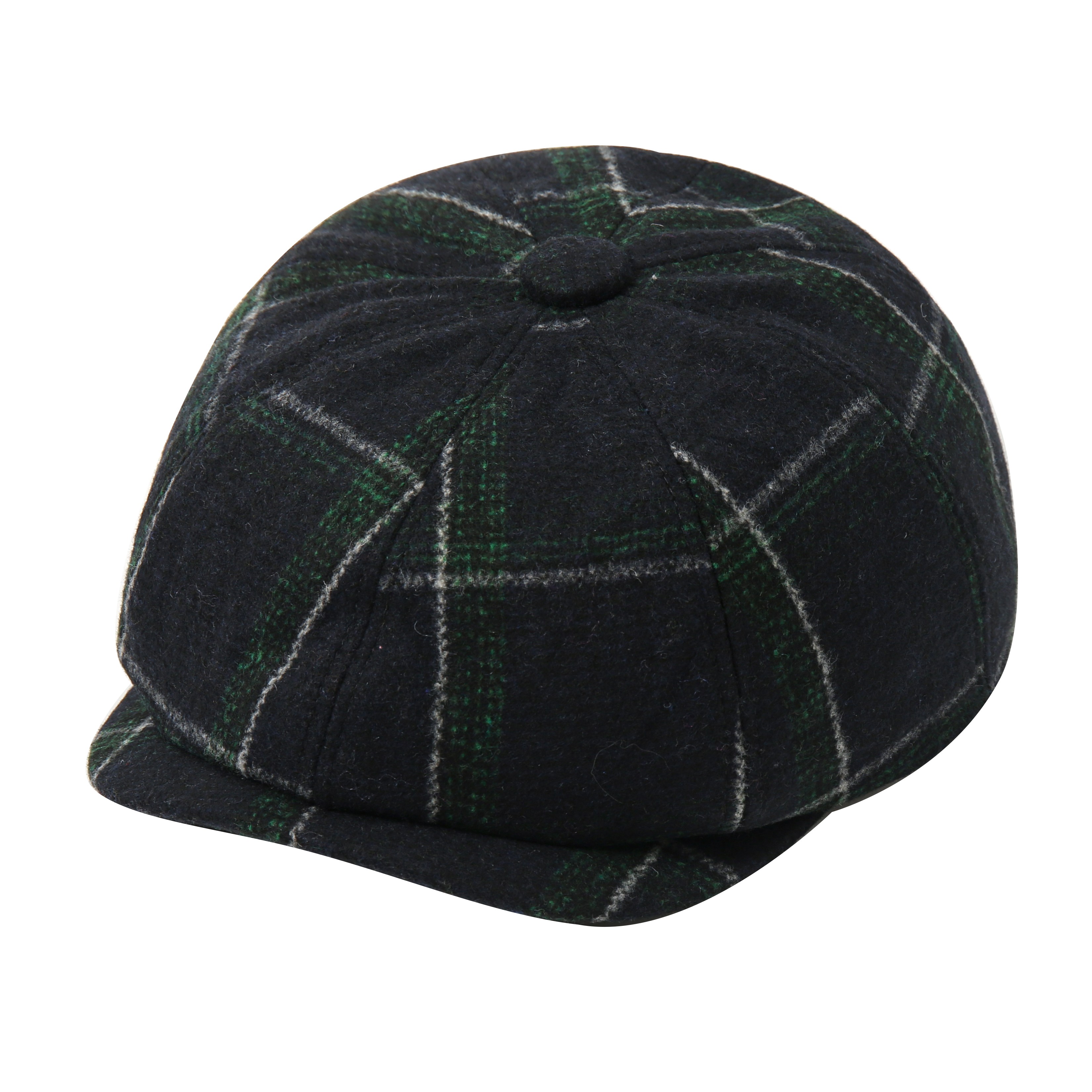 Fashionable and trendy hats and scarves: neutral octagonal hat, European woolen hat, British checkered retro style full figure