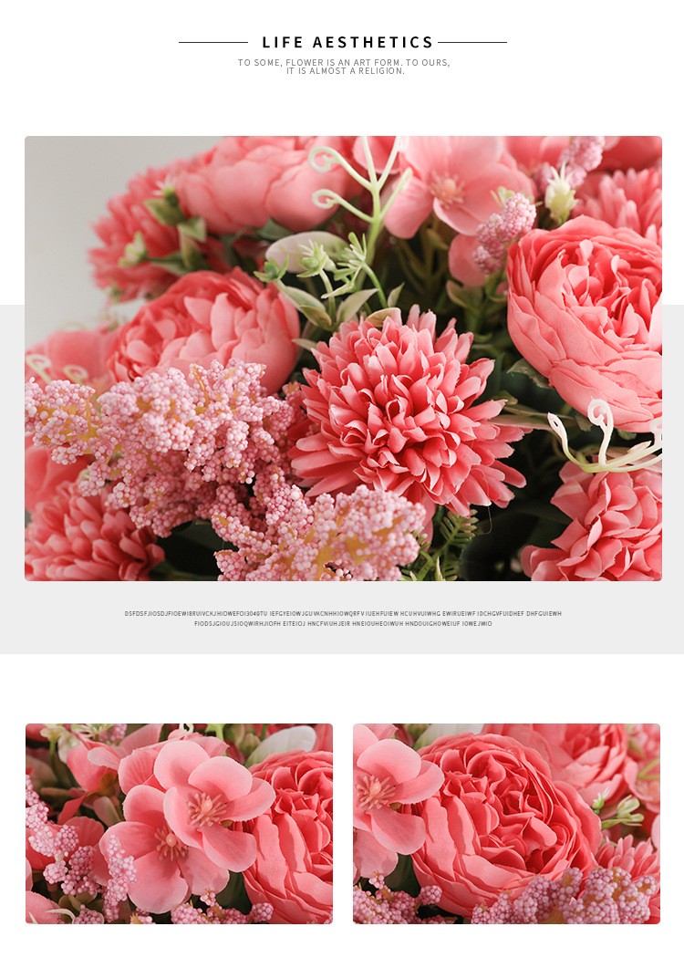 Wholesale of living room home simulation multi-head rose bouquets, Korean-style bride's hand-held bouquets, simulation 7-head Filipino roses detail image 3