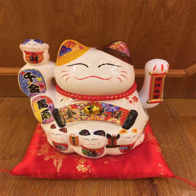 Nantai Qianjin Wan Yu color ceramic shake hand cat opening gift living room office