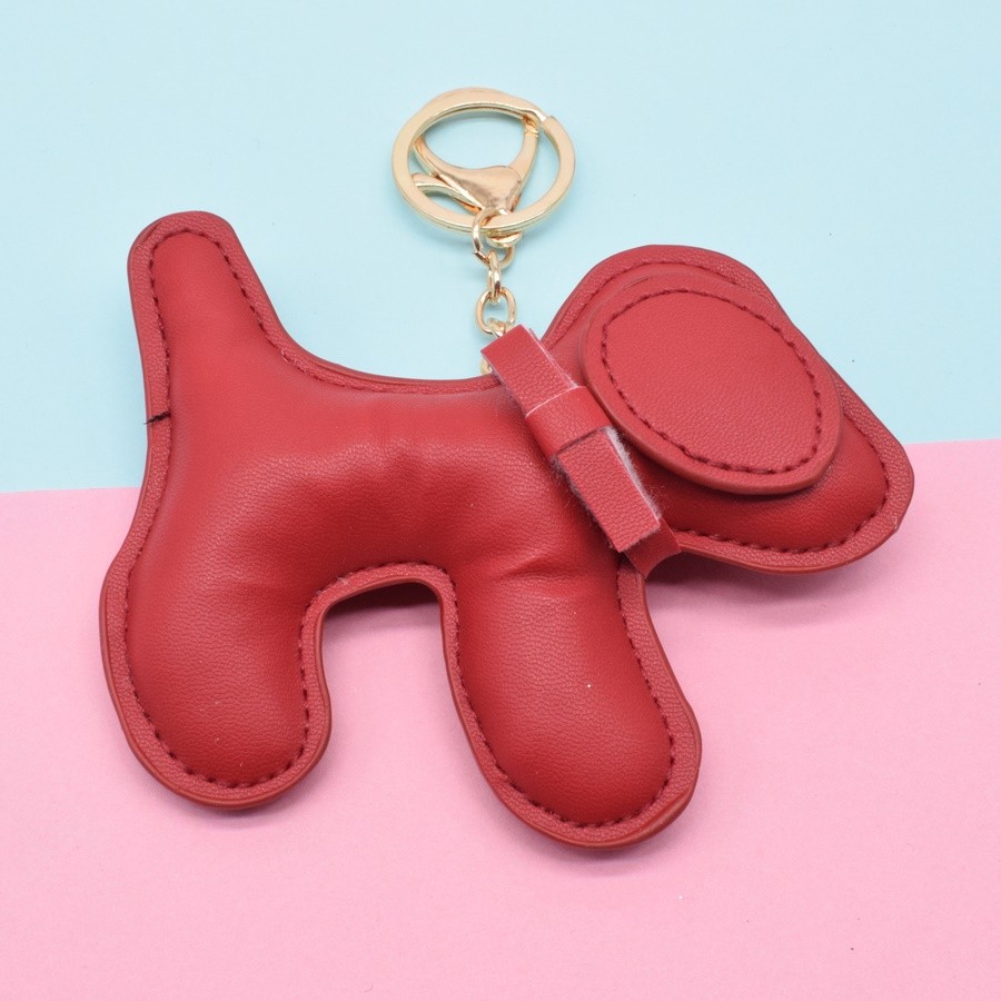 Pu Leather Oil Edge Dog Key Chain Pendant details Picture