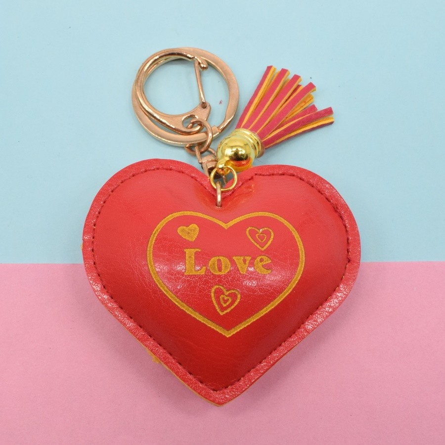 Pu Leather Fringe Love Key Chain Gift Pendant Specification drawing