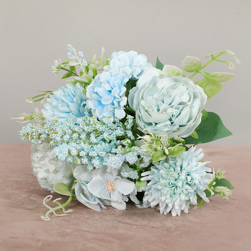 Wholesale of living room home simulation multi-head rose bouquets, Korean-style bride's hand-held bouquets, simulation 7-head Filipino roses details Picture