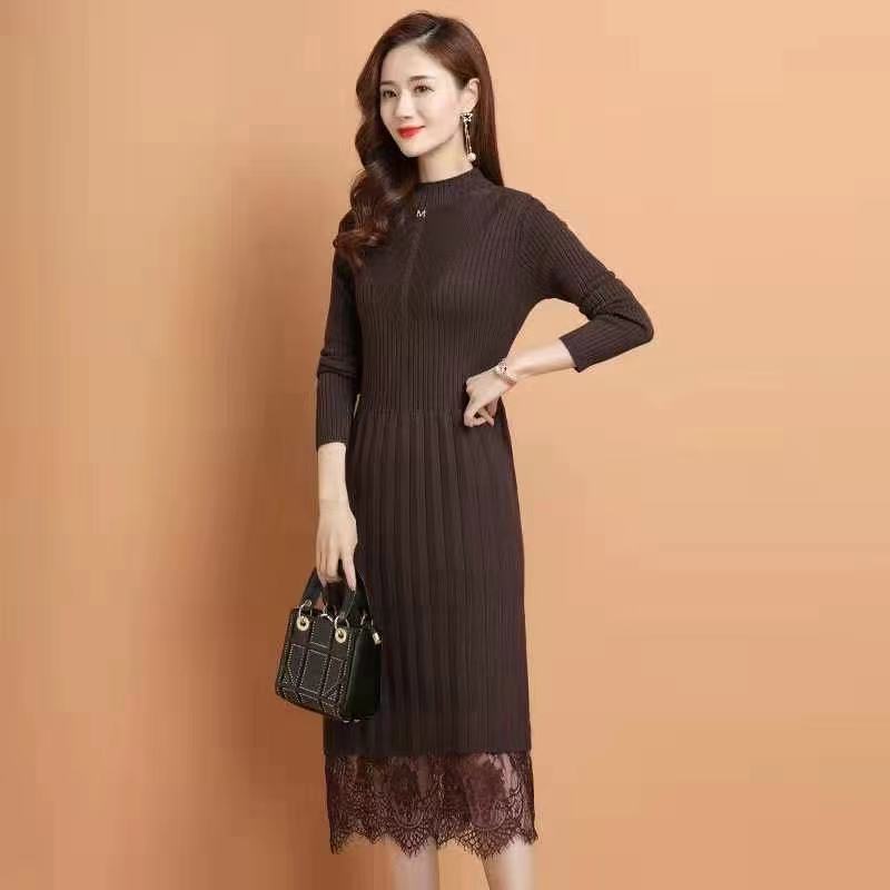 A long dress with a woolen sweater detail image 1