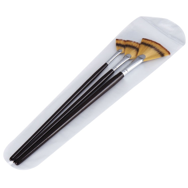 3-piece artist brush set: Soft and anti-drop nylon wool wood handle fan-shaped brushes, suitable for acrylic watercolor oil detail image 3