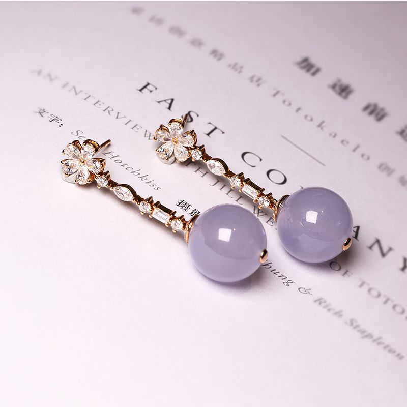 New Baoli D District third floor Seventh Street 8148 store jade ice purple beads earrings New Baoli 055 thumbnail