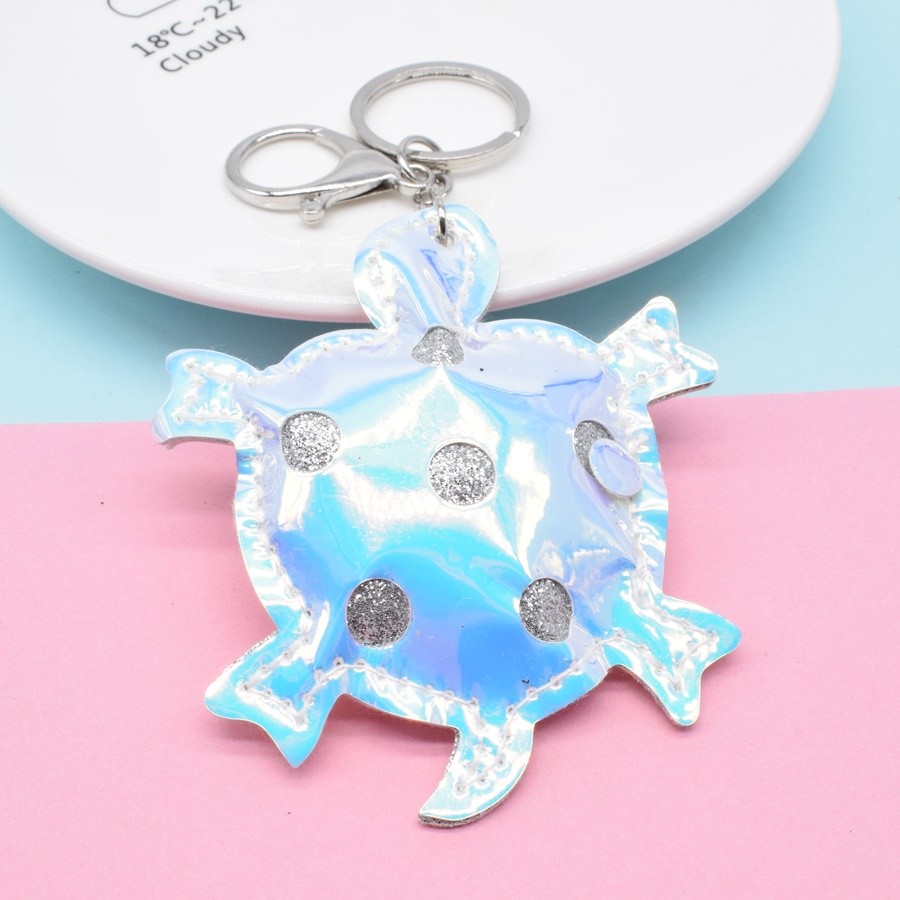 Pu Bright Leather Turtle Keychain Pendant full figure