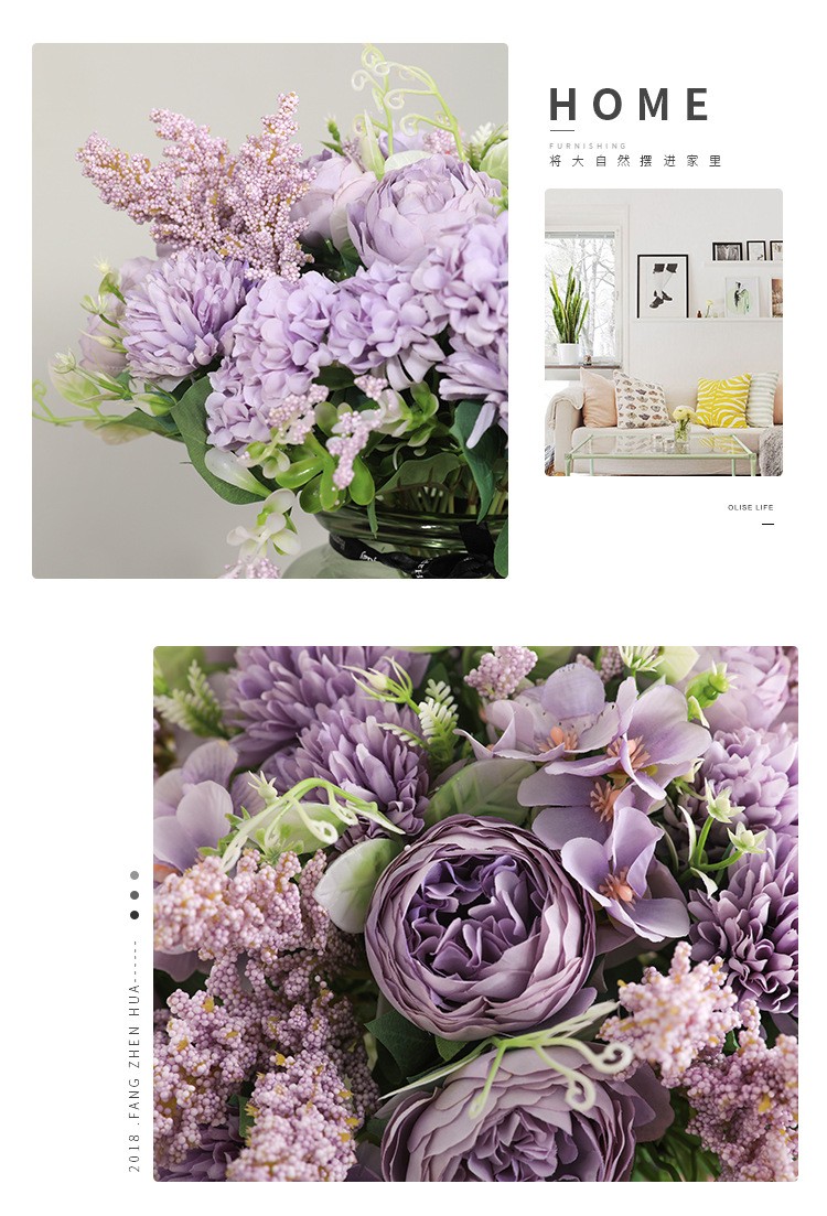 Wholesale of living room home simulation multi-head rose bouquets, Korean-style bride's hand-held bouquets, simulation 7-head Filipino roses detail image 8