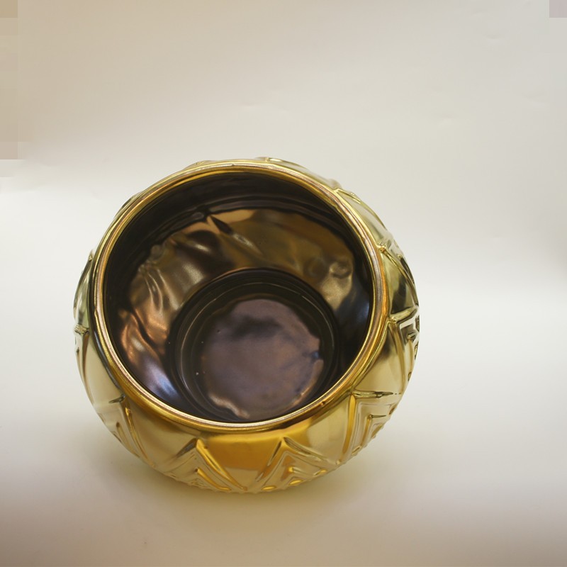 金堡花瓶陶瓷花盆 电镀金色花盆 陶瓷工艺品家具装饰  仿真多肉花盆 盆栽复古水培盆花详情图4