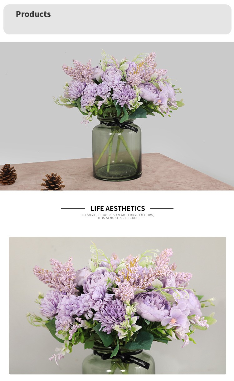 Wholesale of living room home simulation multi-head rose bouquets, Korean-style bride's hand-held bouquets, simulation 7-head Filipino roses detail image 7