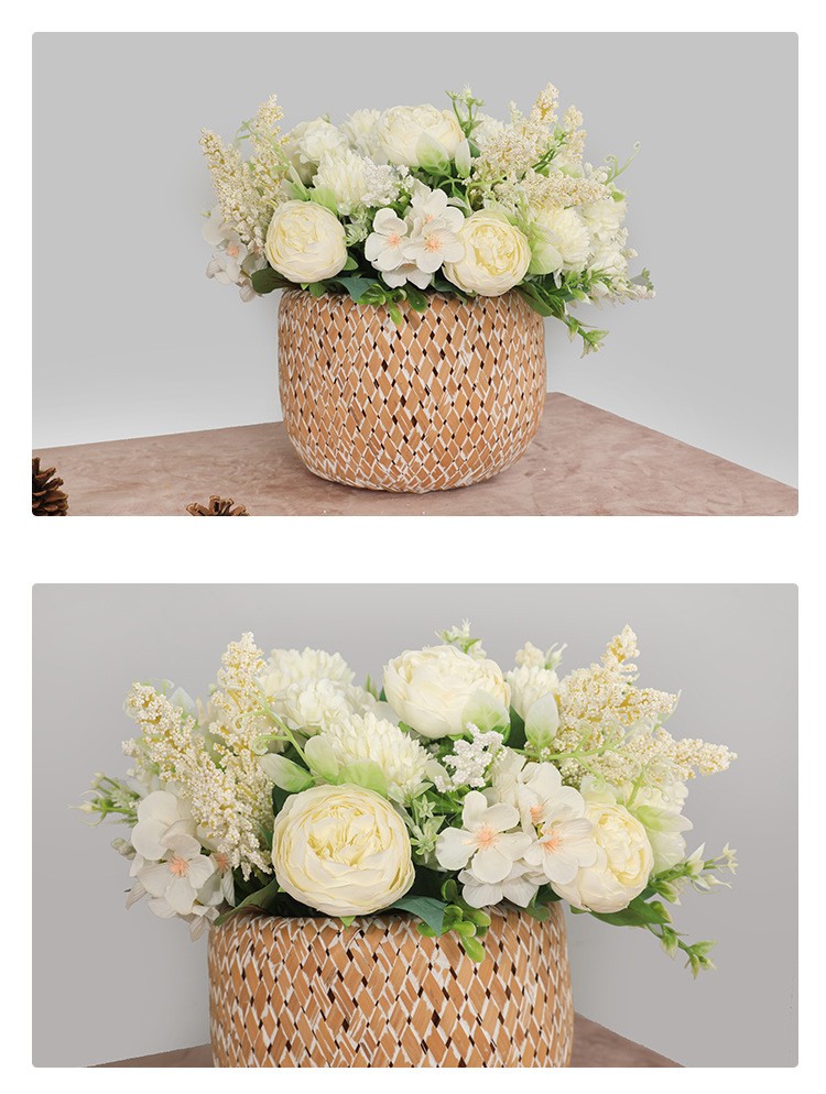 Wholesale of living room home simulation multi-head rose bouquets, Korean-style bride's hand-held bouquets, simulation 7-head Filipino roses detail image 9