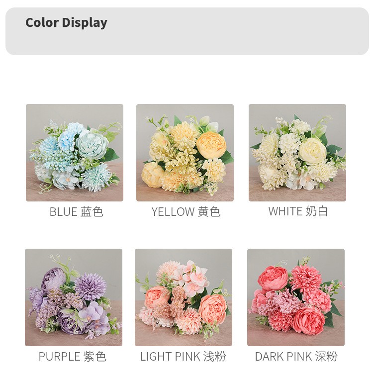 Wholesale of living room home simulation multi-head rose bouquets, Korean-style bride's hand-held bouquets, simulation 7-head Filipino roses detail image 5