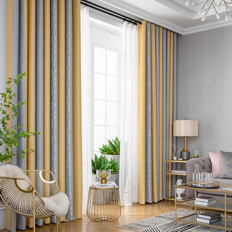 3.1-meter high-width curtain finished product for rural self-built house, 2021 new style, modern and simple blackout floor-to-ceiling window for living room