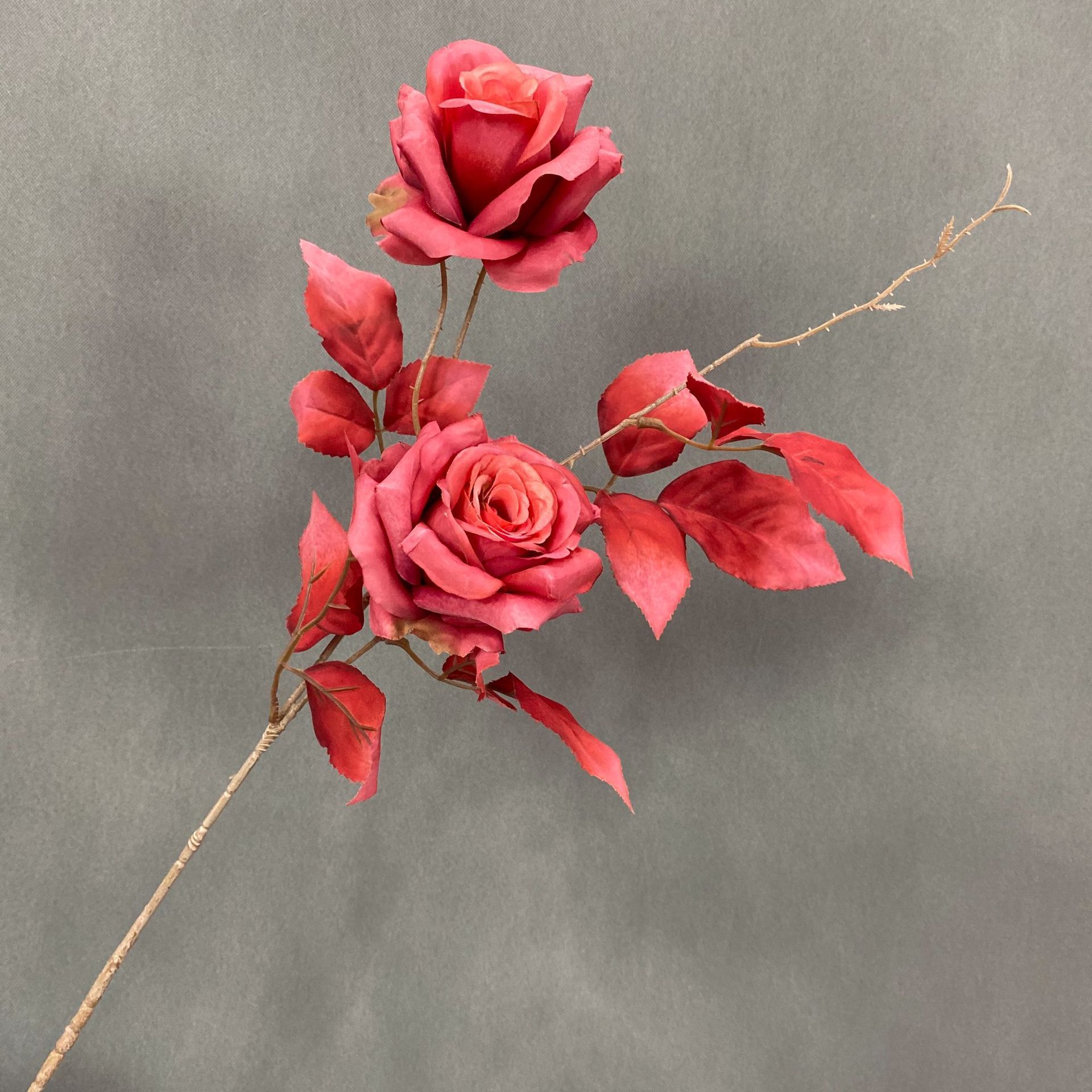 Simulación nuevo estilo europeo rosa de rama única boda salón de la boda camino de entrada arreglo floral 2 cabezas de tela de seda ramo de rosas al por mayor details Picture